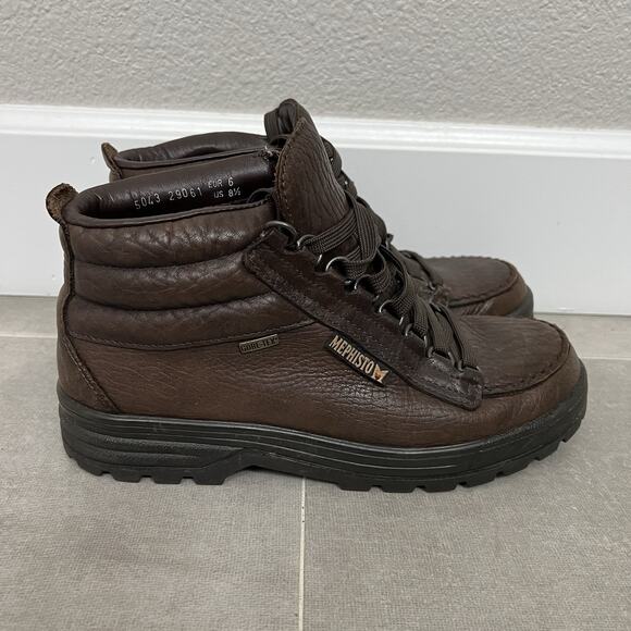 Mephisto Sierra Womens 8.5 Brown Leather Ankle Boot Gore-Tex Waterproof Shoes - Picture 1 of 5